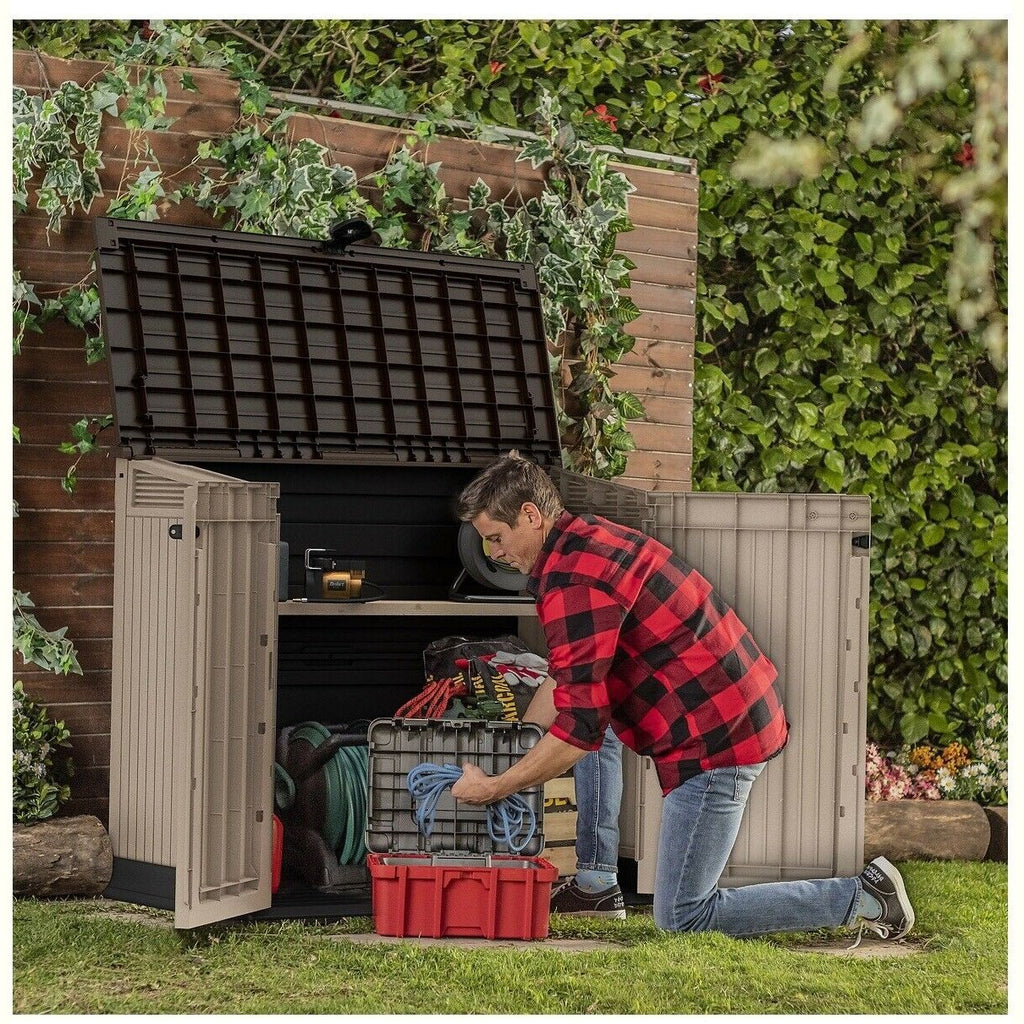 Keter Store It Out Midi Lockable Outdoor Garden Storage Box 880L - Beige/Brown