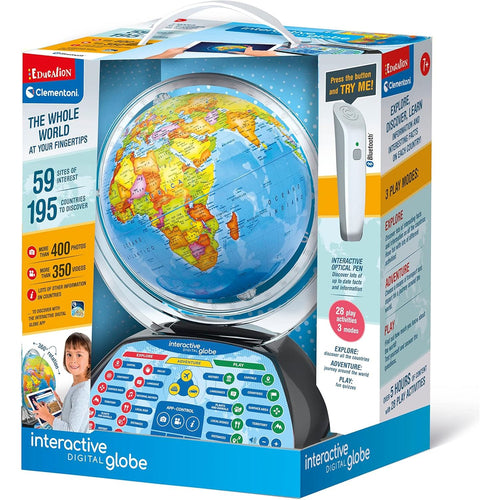Clementoni Digital Interactive Globe Light-Up World Globe with Talking Pen & App (Ages 7+)