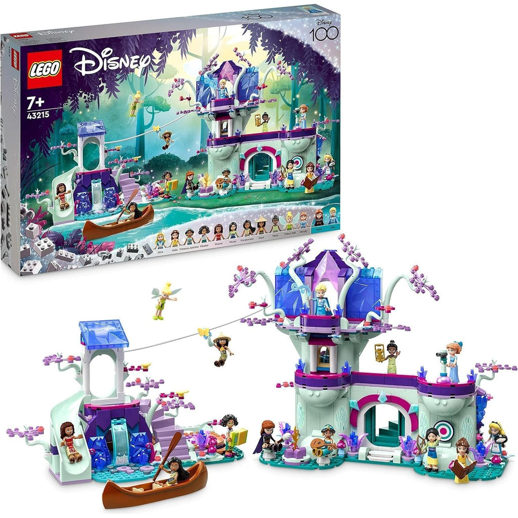 LEGO Disney The Enchanted Treehouse (Set 43215) – 13 Mini-Doll Figures Including Princess Jasmine, Elsa, Anna & Moana, 2-Level Buildable Toy, Gift for Kids 7+, Disney 100 Set