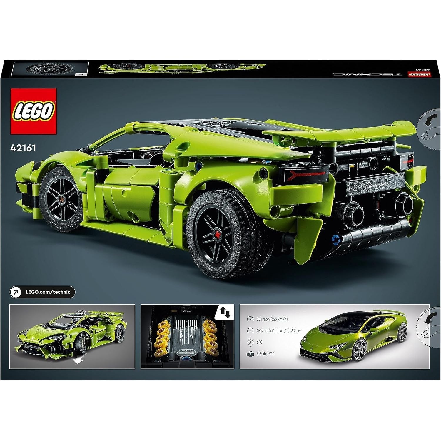 LEGO Technic Lamborghini Huracán Tecnica Toy Car Model Kit – Racing Car Building Set for 9+ Year Old Kids, Boys, Girls & Motorsport Fans – Model 42161