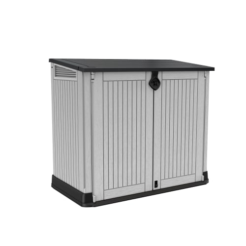 Keter Store-It-Out Midi 880L Outdoor Garden Storage Box – Grey & Black, Lockable Resin Shed